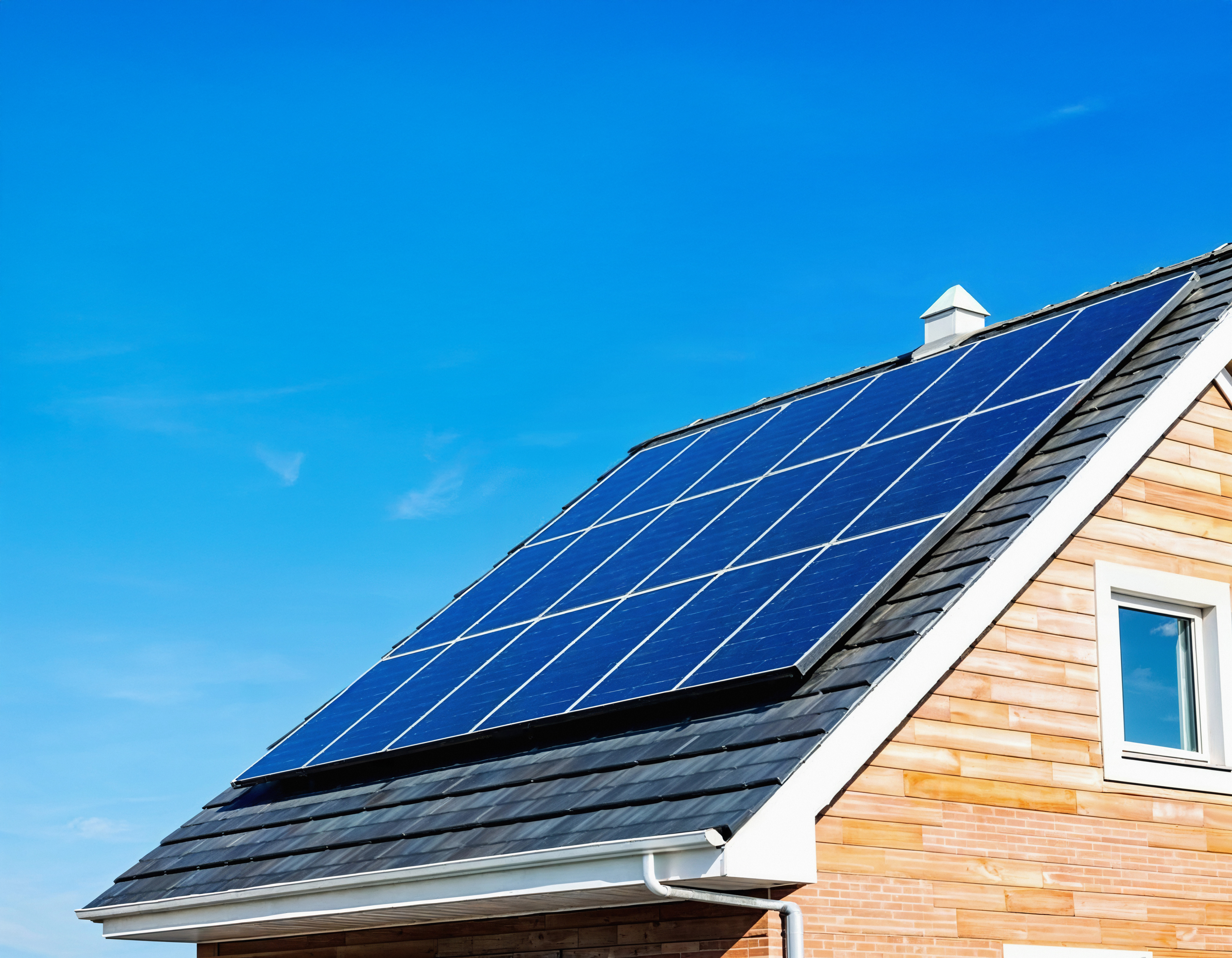 Residential rooftop solar panels on a home